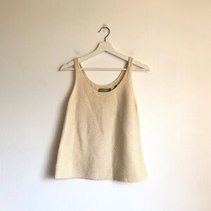 Vince Cream 100% Cotton Knit Sweater Tank Top Size Small